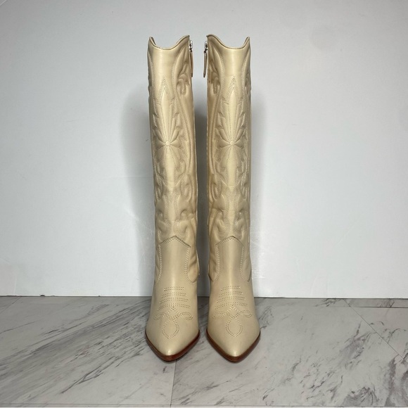 New! Schutz Maryana Western Leather Tall Block Heel Boot 5B - Picture 2 of 15